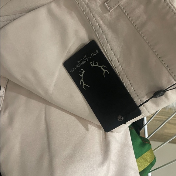 Bod & Christensen Patricia Leather Pants - cream - Sz 6 - Picture 8 of 10